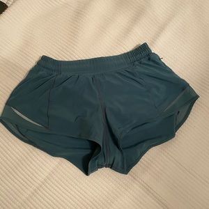 teal lululemon hotty hot shorts